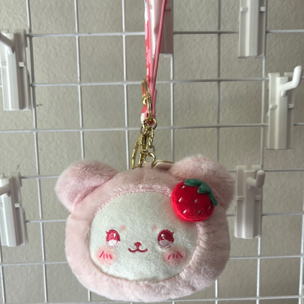 Cute Pink Bear Plush Keychain